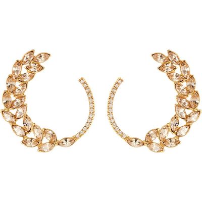 Oscar de la Renta Oscar de la Renta Navette & Pavé Hoop Earrings