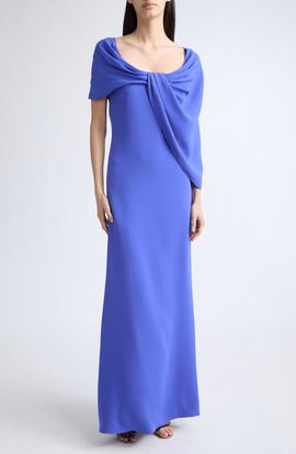 Oscar de la Renta Oscar de la Renta Off the Shoulder Draped Detail Gown
