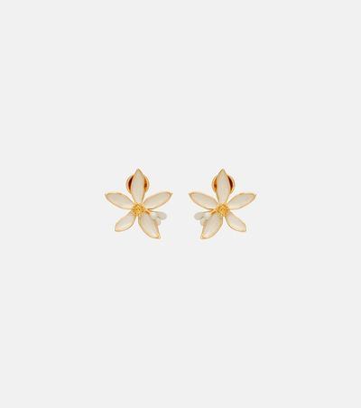 Oscar de la Renta Oscar de la Renta Orange Blossom enamel earrings