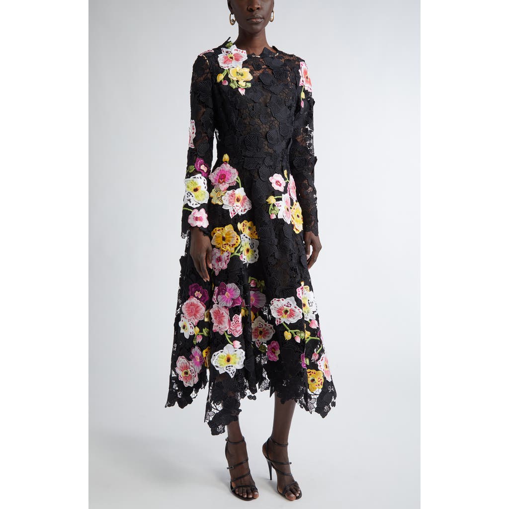 Oscar de la Renta - Orchid Threadwork Long Sleeve Floral Lace Fit