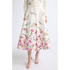 Oscar de la Renta Oscar de la Renta Painted Iris Cotton Poplin Skirt