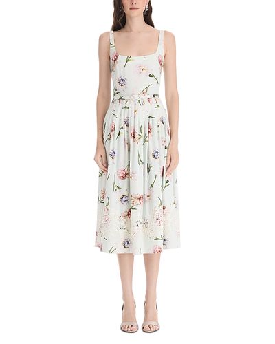 Oscar De La Renta Oscar de la Renta Painted Iris Cotton Stretch Midi Dress