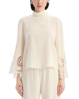 Oscar De La Renta Oscar de la Renta Palm Tree Cutout Georgette Blouse