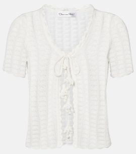 Oscar de la Renta Oscar de la Renta Pointelle cotton and silk cardigan