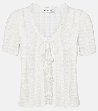 Oscar de la Renta Oscar de la Renta Pointelle cotton and silk cardigan