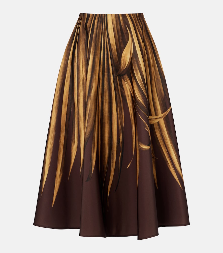 Oscar de la Renta Oscar de la Renta Printed faille midi skirt