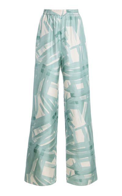 Oscar de la Renta Oscar de la Renta Printed SilkTwill WideLeg Pants