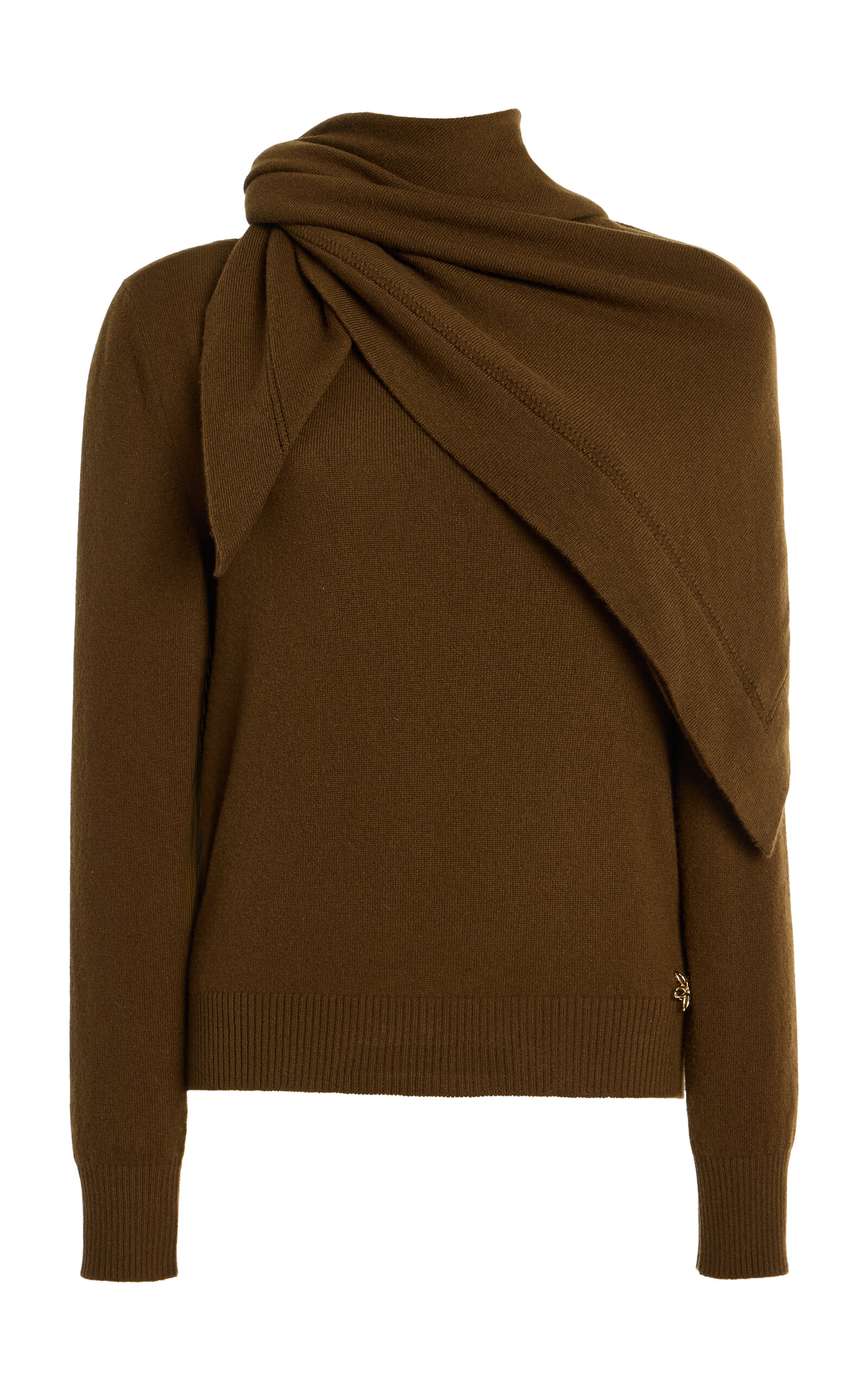 Oscar de la Renta Oscar de la Renta ScarfDetailed Cashmere Sweater Brown M
