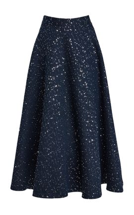 Oscar de la Renta Oscar de la Renta Sequin Tweed ALine Midi Skirt