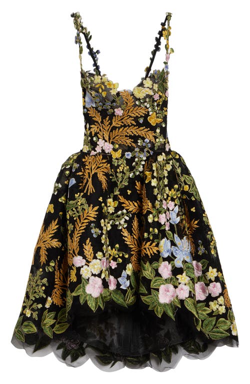 Oscar de la Renta Oscar de la Renta Sleeveless Mixed Botanical Floral Lace Cocktail Dress