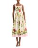 Oscar De La Renta Oscar de la Renta Sleeveless Multi Floral Poplin Scarf Print Day Dress - 1