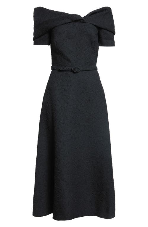 Oscar de la Renta Oscar de la Renta Slubby Off the Shoulder Tweed Midi Dress