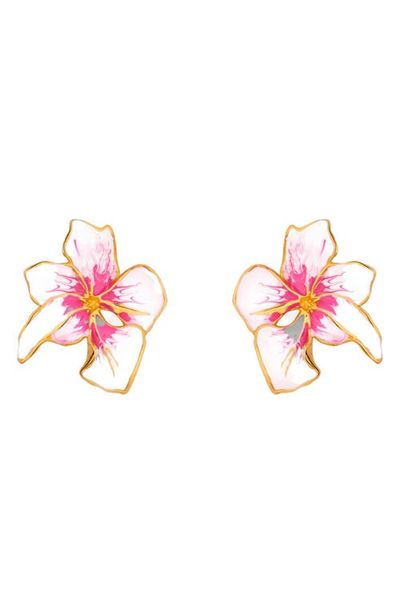 Oscar de la Renta Oscar de la Renta Small Cyclamen Enamel Stud Earrings