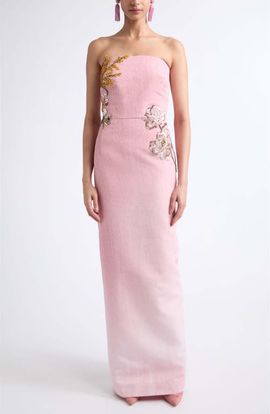 Oscar de la Renta Oscar de la Renta Strapless Faille Column Gown