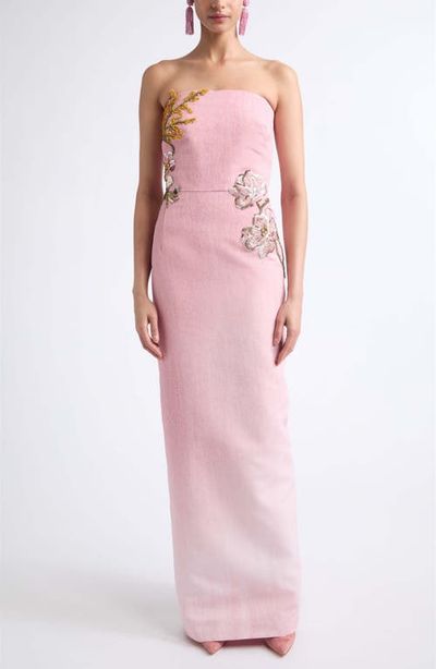 Oscar de la Renta Oscar de la Renta Strapless Faille Column Gown