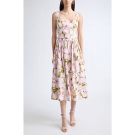 Oscar de la Renta Oscar de la Renta Watercolor Iris Cotton Stretch Poplin Sundress