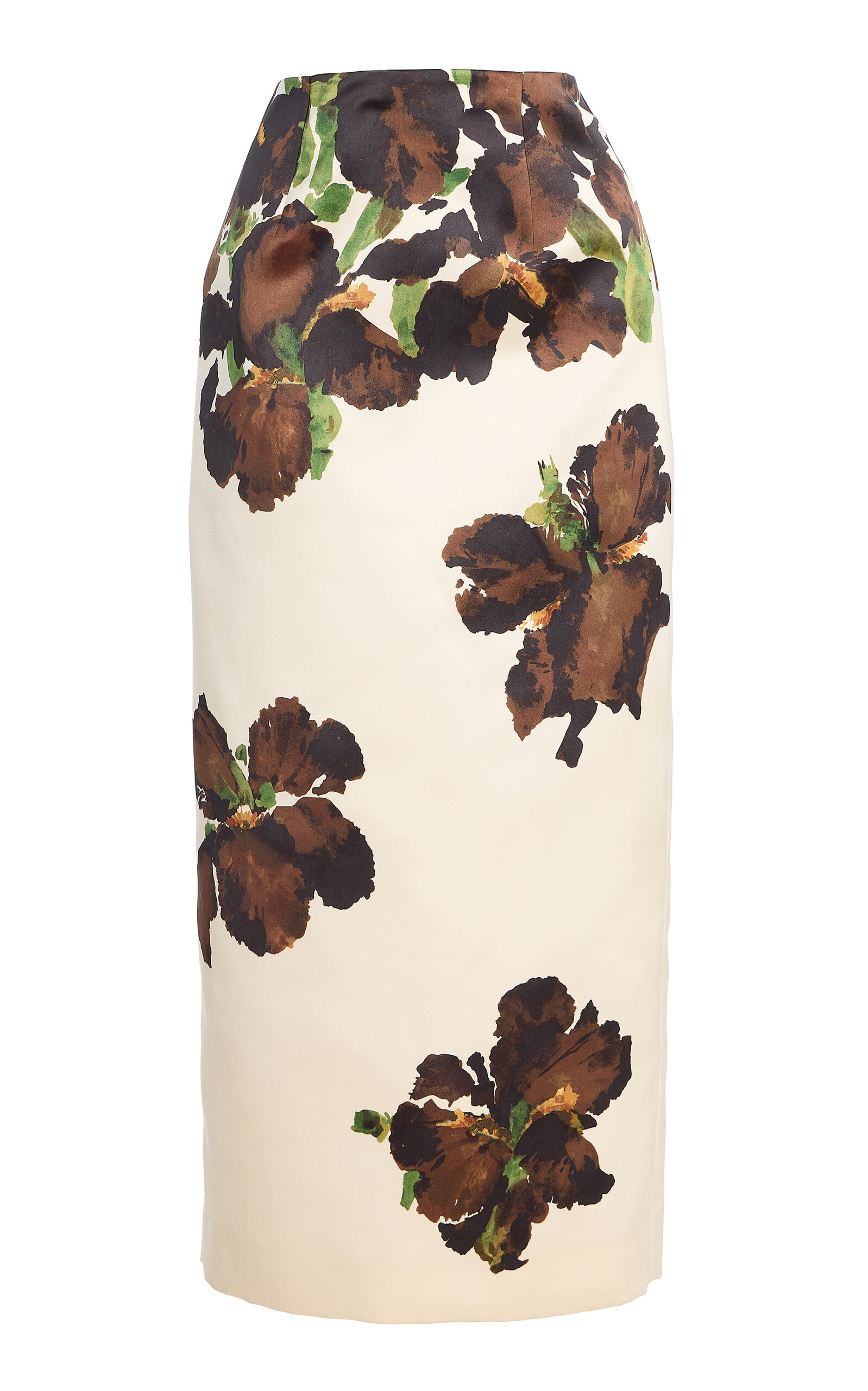 Oscar de la Renta Oscar de la Renta Watercolor Iris Satin Midi Skirt