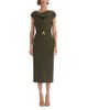Oscar De La Renta Oscar de la Renta Wool Blend Drape Neck Belted Dress - 1