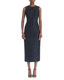 Oscar De La Renta Oscar de la Renta Wool Blend Sleeveless Sequin Dress