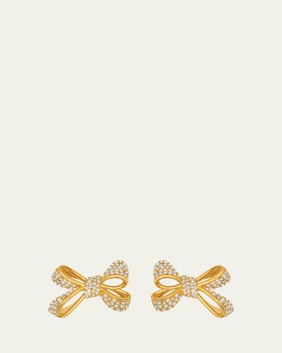 Oscar de la Renta Pave Bow Small Stud Earrings