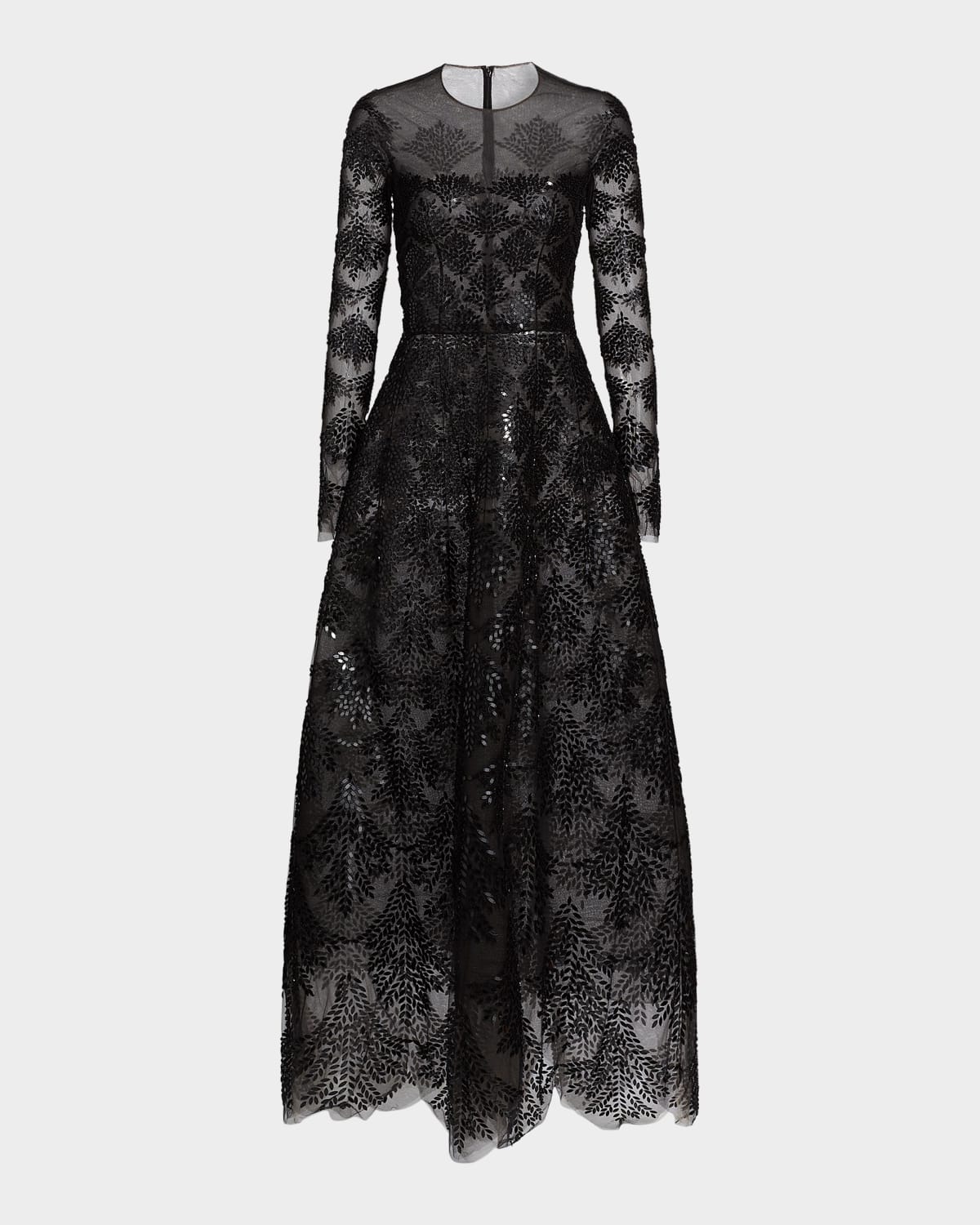 Oscar de la Renta Sequined Fern Ballgown