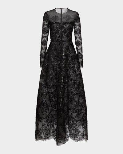 Oscar de la Renta Sequined Fern Ballgown