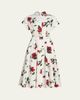 Oscar de la Renta Short-Sleeve Hibiscus Cotton Poplin Midi Shirtdress With Belt - 1