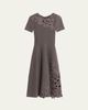 Oscar de la Renta Short-Sleeve Lace-Inset Wool Knit Midi Dress - 1