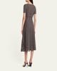Oscar de la Renta Short-Sleeve Lace-Inset Wool Knit Midi Dress - 3