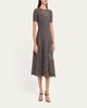 Oscar de la Renta Short-Sleeve Lace-Inset Wool Knit Midi Dress - 4