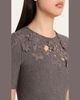 Oscar de la Renta Short-Sleeve Lace-Inset Wool Knit Midi Dress - 5