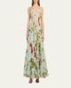 Oscar de la Renta Sleeveless Chine Hibiscus Silk Gazar Trumpet Gown - 2