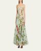 Oscar de la Renta Sleeveless Chine Hibiscus Silk Gazar Trumpet Gown - 4