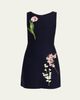 Oscar de la Renta Sleeveless Floral Embroidered Wool Knit Mini Dress - 1