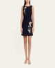 Oscar de la Renta Sleeveless Floral Embroidered Wool Knit Mini Dress - 2