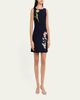 Oscar de la Renta Sleeveless Floral Embroidered Wool Knit Mini Dress - 4