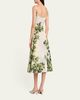 Oscar de la Renta Sleeveless Foliage-Print Faille Square-Neck Midi Dress - 3