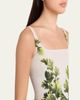 Oscar de la Renta Sleeveless Foliage-Print Faille Square-Neck Midi Dress - 5
