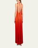 Oscar de la Renta Sleeveless Fringed Plunging Halter Gown - 3