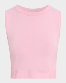 Oscar de la Renta Sleeveless Wool Crop Tank Top