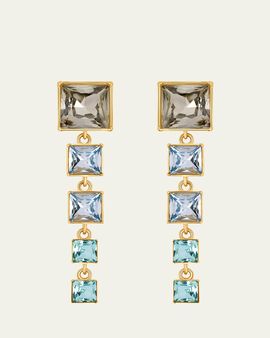 Oscar de la Renta Square-Cut Rhinestone Dangle Earrings