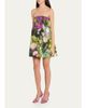 Oscar de la Renta Strapless Abstract Landscape Print Faille Mini Dress - 4