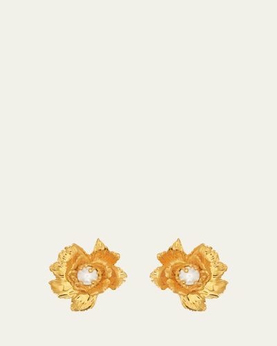 Oscar de la Renta Wild Poppy Pearly Earrings