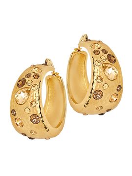 Oscar de la Renta Women's 24K-Gold-Plated & Glass Crystal Hoop Earrings