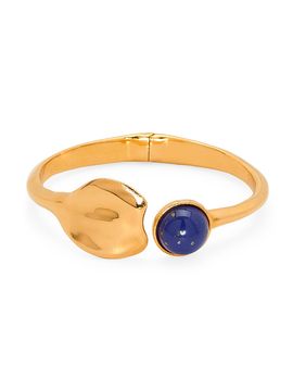 Oscar de la Renta Women's 24K-Gold-Plated & Lapis Paste Smooth Petal Cuff Bracelet
