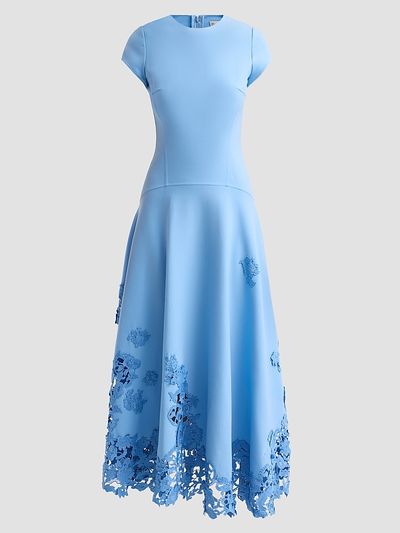 Oscar de la Renta Women's 3D Guipure Virgin Wool-Blend Maxi Dress