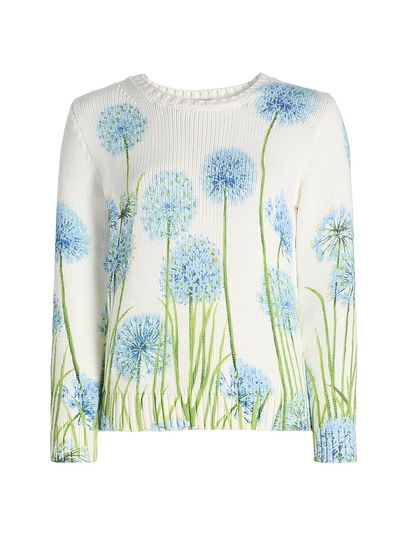 Oscar de la Renta Women's Allium-Printed Cotton-Blend Sweater