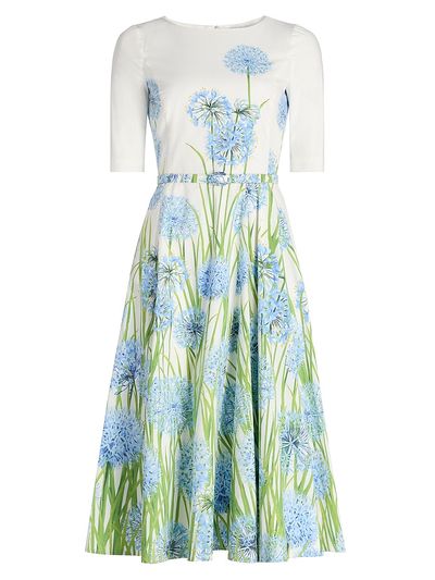 Oscar de la Renta Women's Allium Three-Quarter-Sleeve Midi-Dress