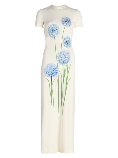 Oscar de la Renta Women's Alliums-Print Jersey Maxi Dress