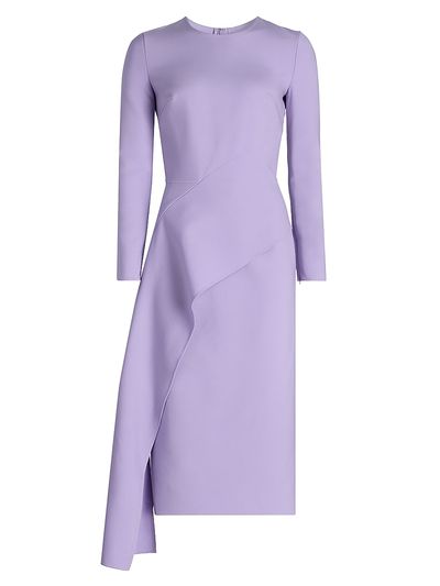Oscar de la Renta - Women's Asymmetric Draped Wool-Blend Cocktail Dress